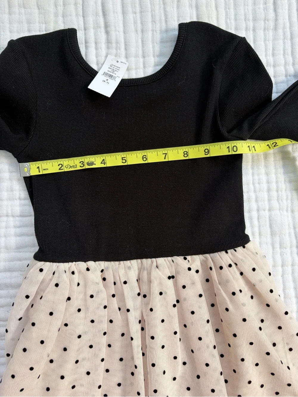 Gap Kids Girls Dress Size 6-7 NWT Black Ribbed Tulle Polka Dot Party Dress